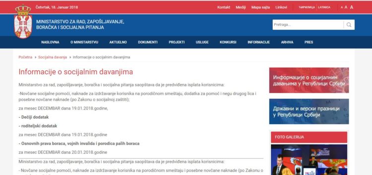 Isplata socijalnih davanja počinje danas