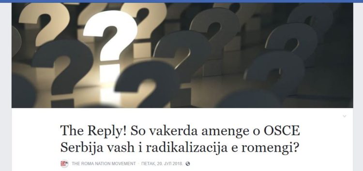 Šta je OEBS odgovorio na pitanja o navodnoj radikalizaciji Roma u Srbiji?